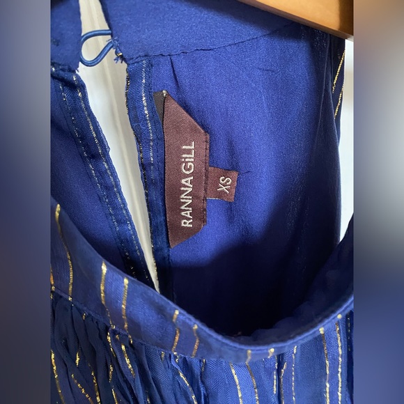 Anthropology blue and gold Ranna Gill Halter neck top - Picture 6 of 6